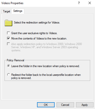 onedrive folder redirect gpo settings